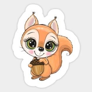 Cute Cartoon Squirrel Sticker